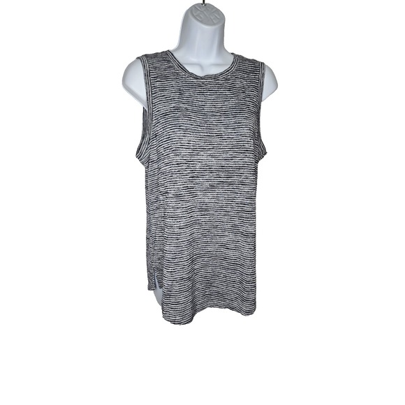 Athleta Tops - Athleta‎ Gray White Striped Sleeveless Tank Top Size M Stretch Knit Casual